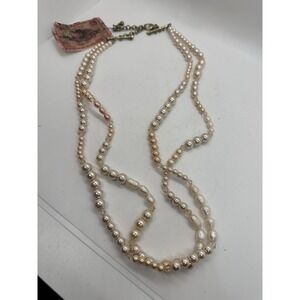 Handmade Multi Strand Freshwater Pearl Necklace Blush Champagne Beads